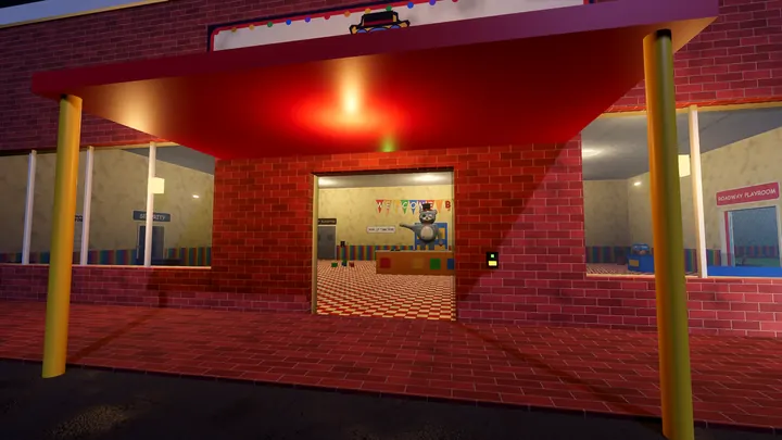 The Gigglegear Kindergarten entrance at night